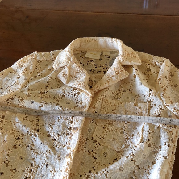 Maeve Lace Half Sleeve Button down Shirt Small Petite - Picture 3 of 9